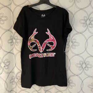 New Women's realtree black/pink camo short sleeve T-shirt size‎ small